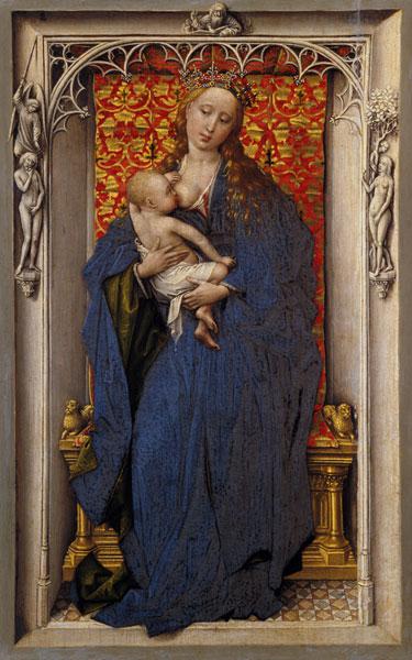 Maria with the child at the chest. Panel of a Dipt