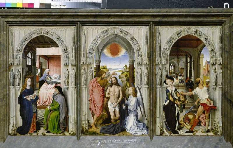 Three-part altar with scenes from the history Joha de Rogier van der Weyden (Nachfolger)