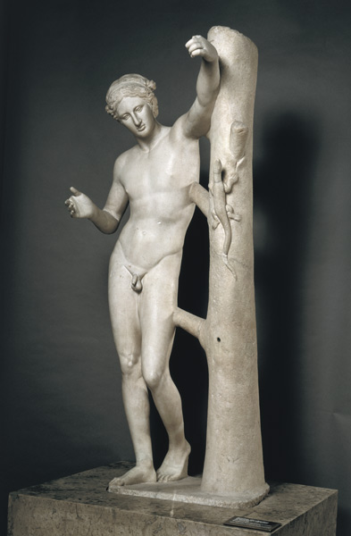 Apollo Sauroktonos (Lizard Killer)  copy of a Greek bronze made c.350 BC and attributed to Praxitele de Roman