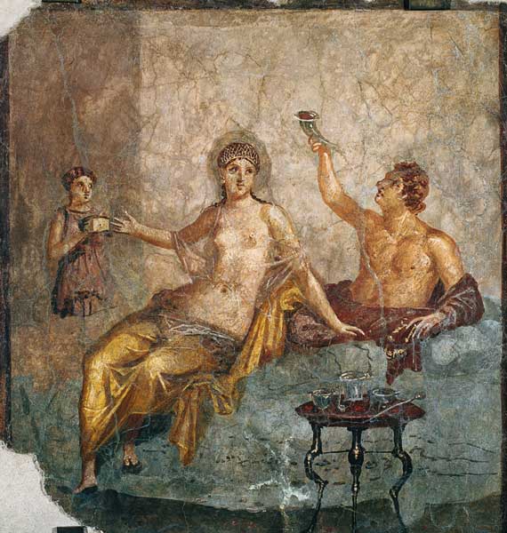 Banqueting couple with a slave, from Herculaneum de Roman