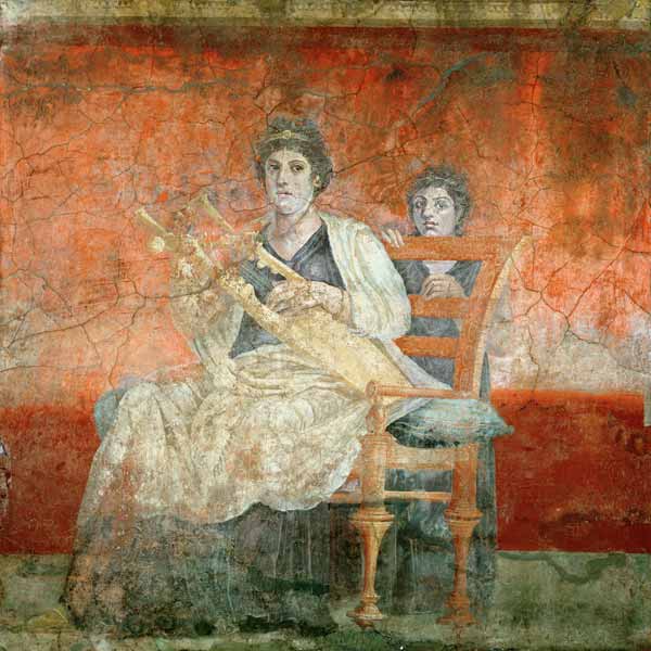 Noblewoman playing a Cithera, from the Boscoreale Villa, Pompeii de Roman