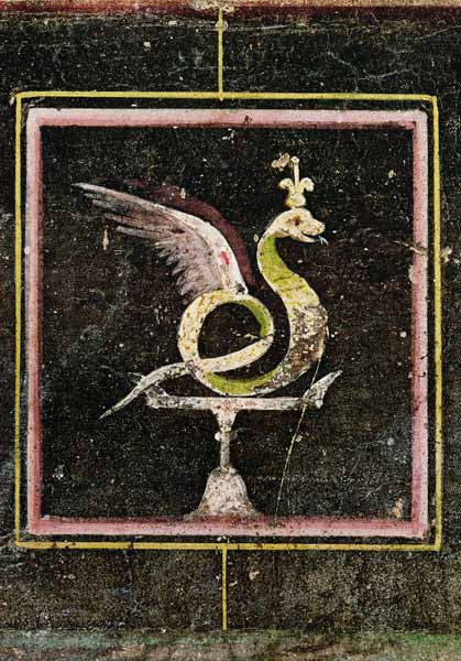 A Winged Serpent, detail from a tablinum decorated with egyptian style paintings de Roman