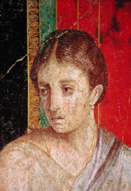 Detail of the head of the Seated Mother, from the Catechism Scene, North Wall, Oecus 5 de Roman