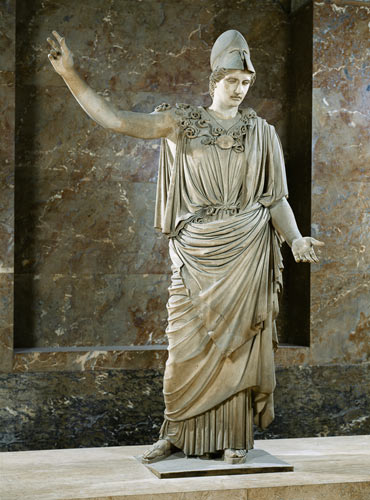 Pallas de Velletri, statue of helmeted Athena, Roman copy of a greek original attributed to Alkamene de Roman