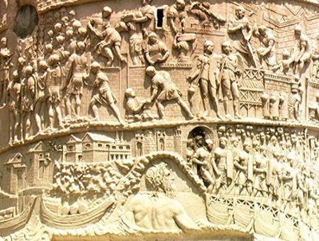 The Roman army crossing the Danube, detail from Trajan's Column de Roman