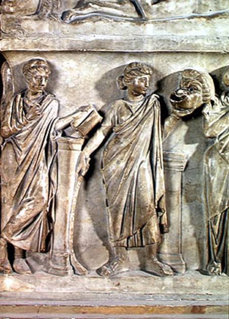 Sarcophagus of the Muses, detail of Clio and Thalia de Roman