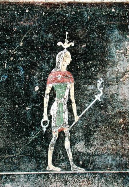 Standing god, detail from a tablinium decorated with Egyptian-style paintings de Roman