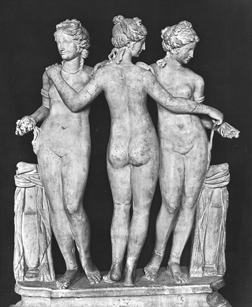 The Three Graces, copy of a 2nd century BC Greek original (marble) (b/w photo) (see 191014 and 19101 de Roman