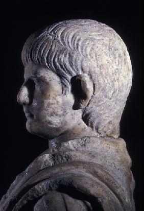 Togate statue of the young Nero, side view of the head