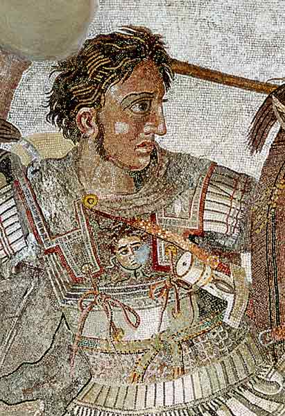 Alexander the Great (356-323 BC) from 'The Alexander Mosaic', depicting the Battle of Issus between de Roman