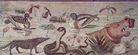 Nile Scene, detail of ducks, a snake and a hippopotamus, from the Casa del Fauno (House of the Faun)