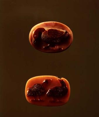 Two cameos of birds (polychrome agate and onyx) de Roman 1st century BC