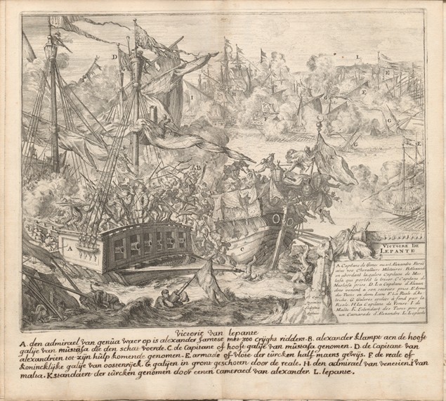 The Battle of Lepanto on 7 October 1571 de Romeyn de Hooghe