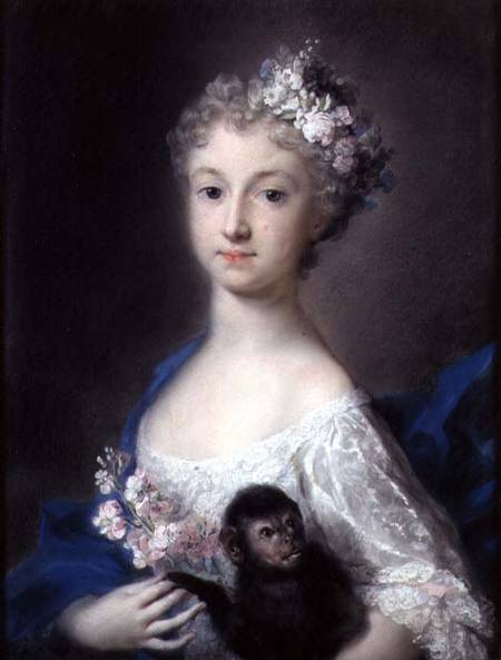 Girl holding a monkey de Rosalba Giovanna Carriera