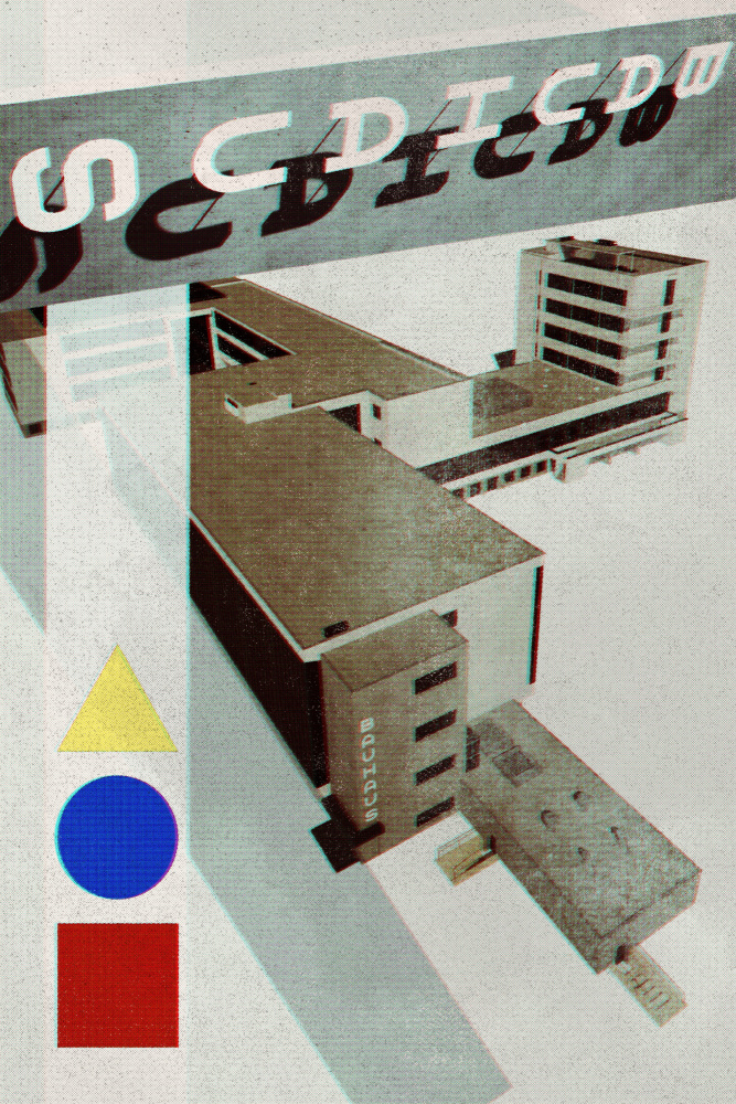 Bauhaus Dessau architecture in vintage magazine style III de Rosana Laiz Blursbyai