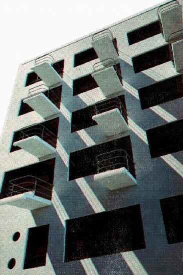 Bauhaus Dessau architecture in vintage magazine style VI
