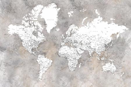 Detailed world map with cities Vali