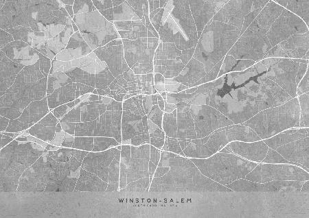 Map of Winston Salem (NC, USA) in gray vintage style