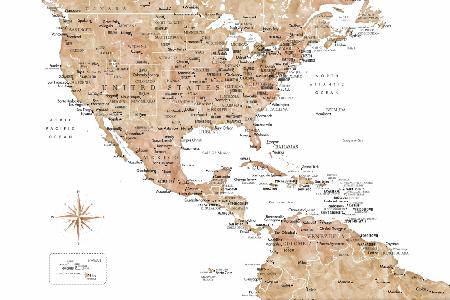 Neutral USA and the Caribbean sea map