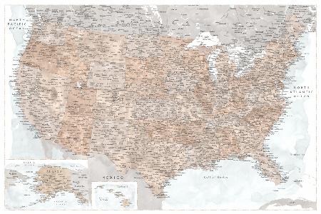 Highly detailed map of the United States, Calista