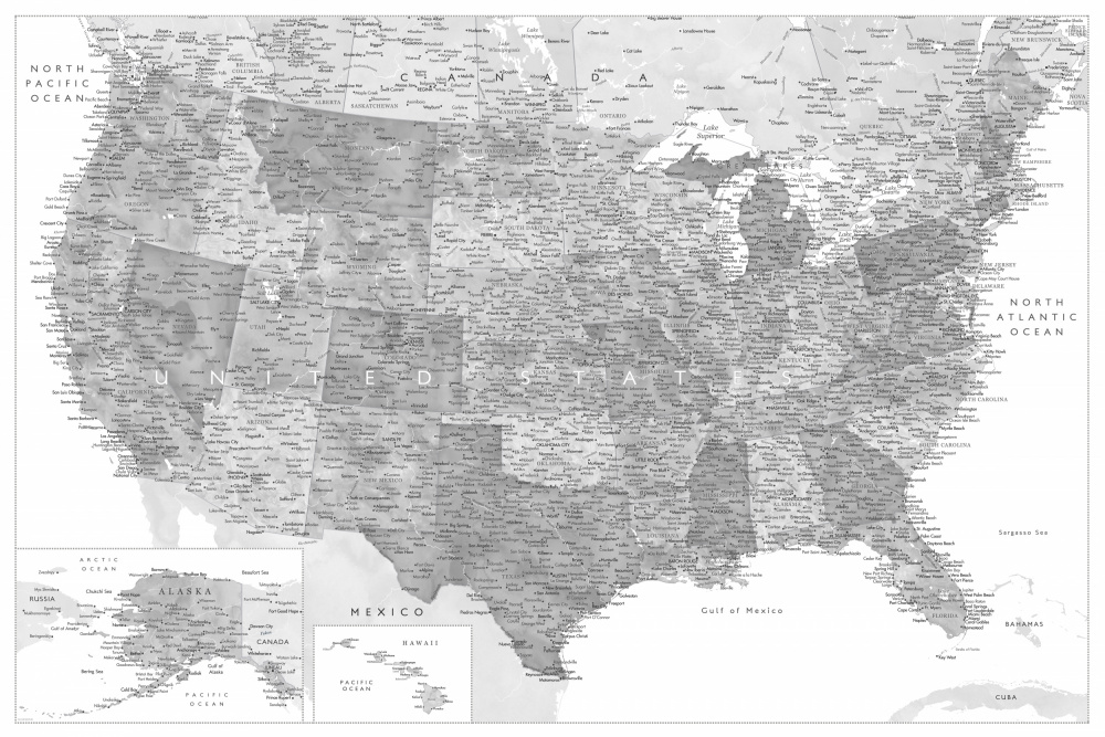 Highly detailed map of the United States Jimmy de Rosana Laiz Blursbyai