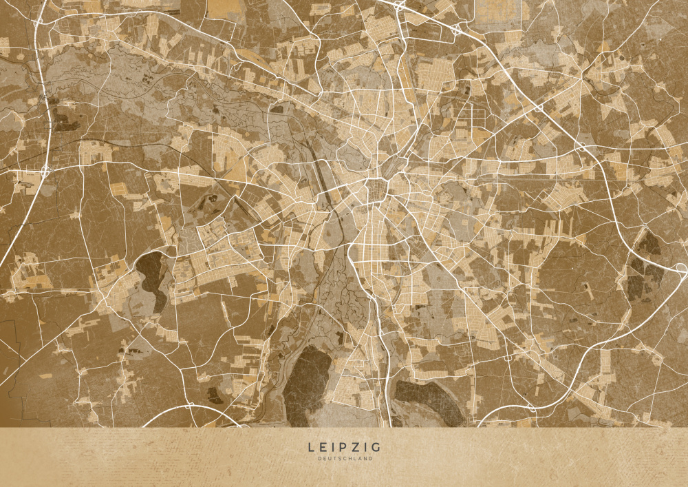 Sepia vintage map of Leipzig Germany de Rosana Laiz Blursbyai