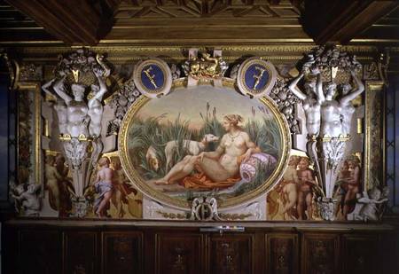 The Nymph of Fontainebleau, detail of decorative scheme in the Gallery of Francis I de Rosso Fiorentino