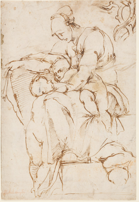 Seated Woman with Children (Caritas); branches at top right de Rosso Fiorentino