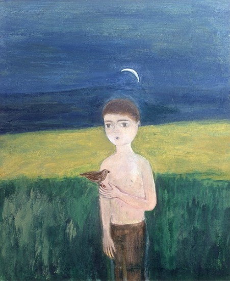 Boy with Bird, 2002 (acrylic on canvas)  de Roya  Salari