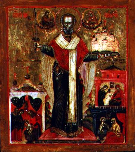 Saint Nicholas of Mozhaisk with scenes from his life de Russian