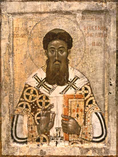 Icon of St. Gregory (335-390) Archbishop of Thessaloniki (tempera on papel) de Russian School