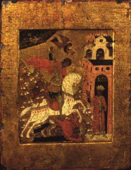 St. George and the Dragon, icon de Russian School
