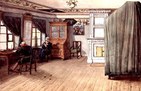 Neo-Classical Writing Room with an Elderly Couple de Russian School
