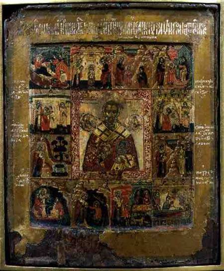St. Nicholas and Scenes from the Life of the Saint de Russian School