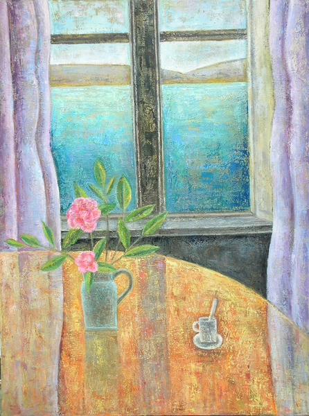 Still Life in Window with Camellia de Ruth  Addinall