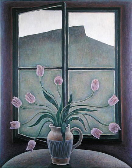 Tulips and Crag, 2001 (oil on canvas)  de Ruth  Addinall