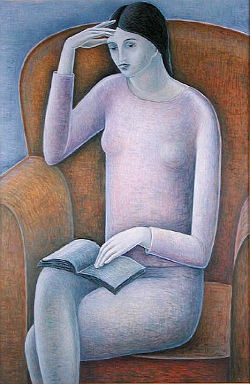 Woman Reading, 2003 (oil on wood)  de Ruth  Addinall
