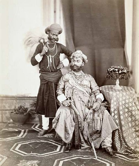 His Highness Maharaja Tukoji Rao (1844-86) II of Indore and attendant de S. Bourne