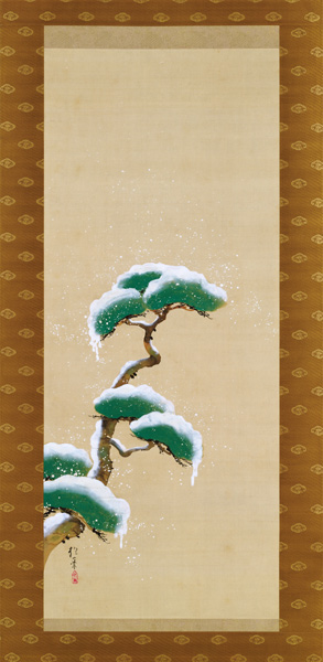 Hanging Scroll Depicting A Snow Clad Pine, from A Triptych of the Three Seasons, Japanese, early 19t de Sakai Hoitsu