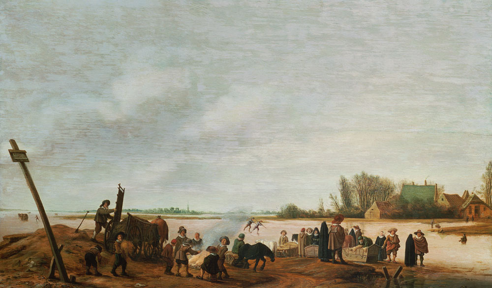 Winter Landscape with a River de Salomon van Ruisdael or Ruysdael