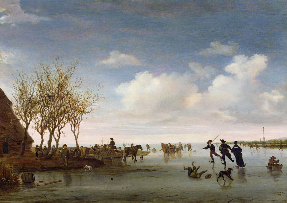 Dutch landscape with Skaters de Salomon van Ruysdael