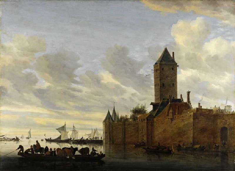 Flussmündung mit befestigter Stadt de Salomon van Ruysdael
