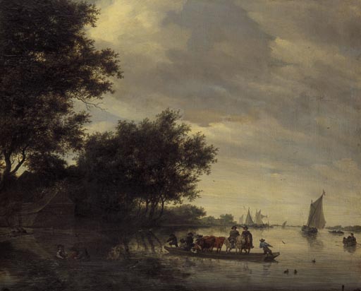 Kanallandschaft mit Faehre de Salomon van Ruysdael