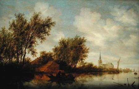 River Landscape with Church de Salomon van Ruysdael