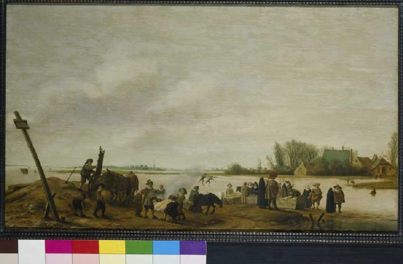 Winter landscape at the water de Salomon van Ruysdael