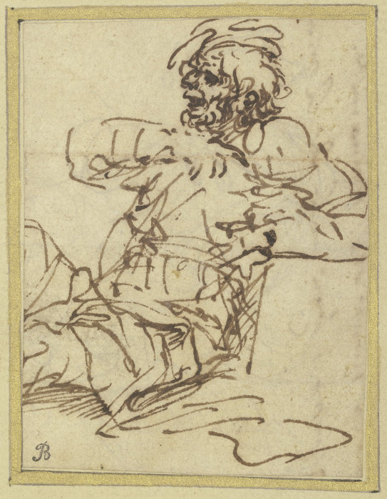 A man seated against a block on the right de Salvator Rosa