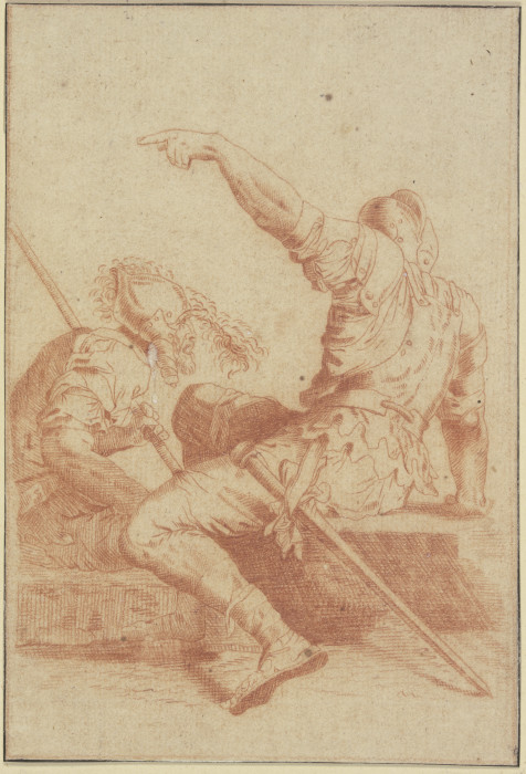 Two sitting soldiers de Salvator Rosa