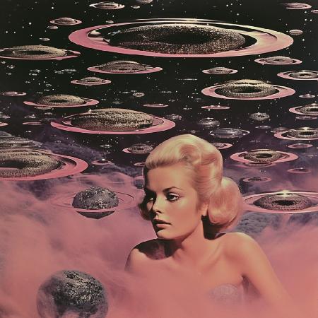 Pink Space Babe Collage Art
