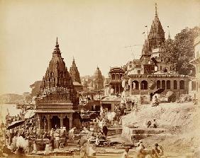 Vishnu Pud and Other Temples, Benares (sepia photo)