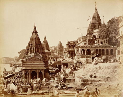Vishnu Pud and Other Temples, Benares (sepia photo) de Samuel Bourne